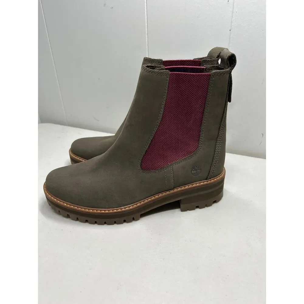 Timberland Womens Size 9 Courmayeur Valley Olive Nubuck Chelsea Boots NWOB - Picture 2 of 8